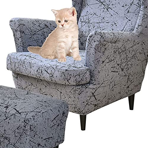 Sesselüberwürfe Elastisch 3-teilig Sesselbezug Ohrensessel Überzug Mit Ottomane Schonbezug Bezug Sesselhusse Stretch Husse(AA) von Generisch