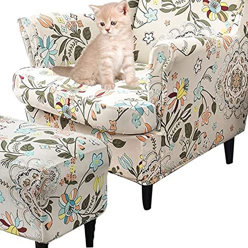 Sesselüberwürfe Elastisch 3-teilig Sesselbezug Ohrensessel Überzug Mit Ottomane Schonbezug Bezug Sesselhusse Stretch Husse(BB) von Generisch