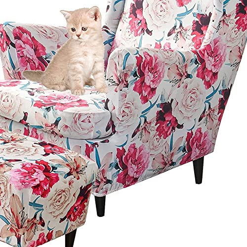 Sesselüberwürfe Elastisch 3-teilig Sesselbezug Ohrensessel Überzug Mit Ottomane Schonbezug Bezug Sesselhusse Stretch Husse(BB) von Generisch