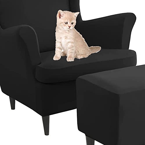 Sesselüberwürfe Elastisch 3-teilig Sesselbezug Ohrensessel Überzug Mit Ottomane Schonbezug Bezug Sesselhusse Stretch Husse(BB) von Generisch