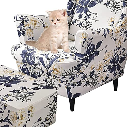 Sesselüberwürfe Elastisch 3-teilig Sesselbezug Ohrensessel Überzug Mit Ottomane Schonbezug Bezug Sesselhusse Stretch Husse(BBC) von Generisch