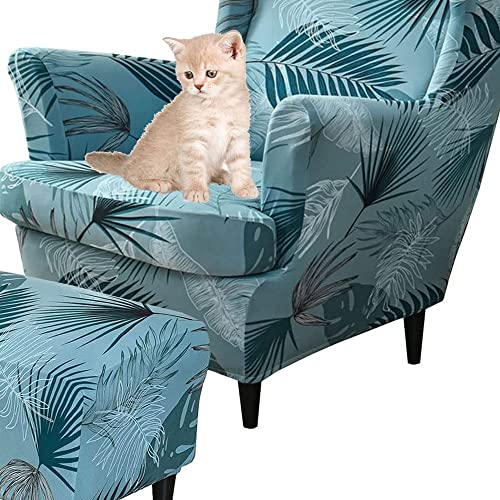 Sesselüberwürfe Elastisch 3-teilig Sesselbezug Ohrensessel Überzug Mit Ottomane Schonbezug Bezug Sesselhusse Stretch Husse Für Ohrensessel (Color : #4) von Generisch