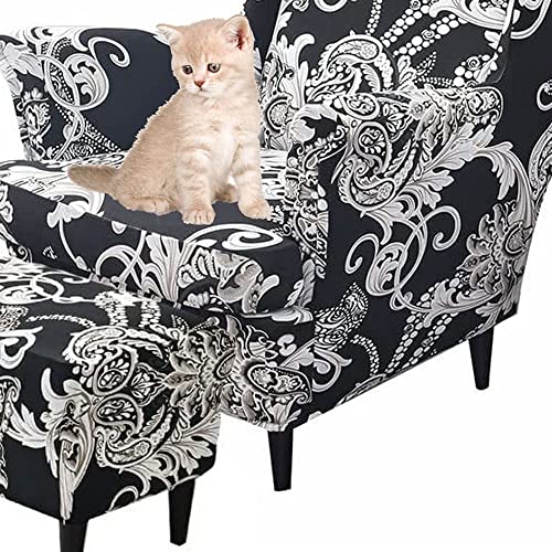 Sesselüberwürfe Elastisch 3-teilig Sesselbezug Ohrensessel Überzug Mit Ottomane Schonbezug Bezug Sesselhusse Stretch Husse Für Ohrensessel (Color : #65) von Generisch