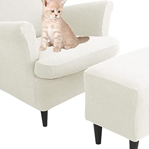Sesselüberwürfe Elastisch 3-teilig Sesselbezug Ohrensessel Überzug Mit Ottomane Schonbezug Bezug Sesselhusse Stretch Husse Für Ohrensessel (Color : #94) von Generisch