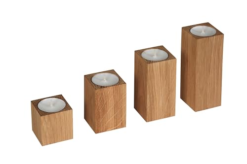 Set Holz-Kerzenhalter Tischdeko Teelichthalter aus Naturholz, rustikale Boho Dekoration SC01 von Generisch
