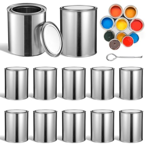 Set mit 12 leeren Metallfarbdosen mit Dosenöffner, Fassungsvermögen: 12 l, inklusive Deckel für DIY-Projekte, Handwerk, Farbe, Lösungsmittel und Klebstoffe von Generisch