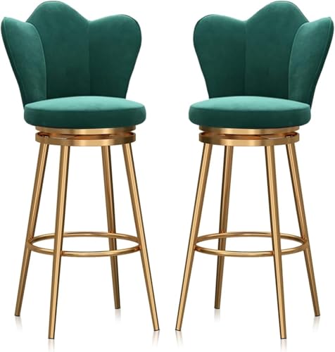 Set mit 2 360° drehbaren Barhockern, Samt, gepolstert, Industrie-Stil, Küchenstühle (grün, Sitzhöhe 65 cm) – Moderne und bequeme Esszimmermöbel von Generisch