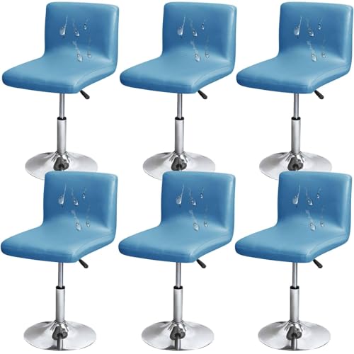 Set mit 2 Barhocker-Bezügen – Premium-Kunstleder, drehbares Rückendesign, abnehmbar und leicht zu reinigen – stilvoller und langlebiger Schutz für Barstühle, Restaurant & Café (Azul) von Generisch