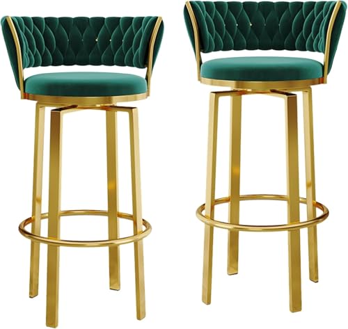 Set mit 2 Barhockern aus Samt, ohne Armlehnen, Küchentheke, 75 cm Höhe, stilvolle grüne gepolsterte Sitzgelegenheit für Zuhause, modernes Design, bequem und langlebig Set mit 2 Barhockern aus Samt, ohne Armlehnen, Küchentheke, 75 cm Höhe, stilvolle grüne gepolsterte Sitzgelegenheit für Zuhause, modernes Design, bequem und langlebig von Generisch