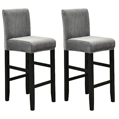 Set mit 2 dehnbaren Barhockerbezügen aus Samt für kurze Drehstühle, weich und abnehmbar, perfekte Heimdekoration, pflegeleicht, hellgrau. von Generisch