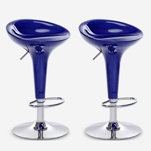 Set mit 2 drehbaren Thekenhockern – moderne Küchen-Barstühle mit Fußstütze – höhenverstellbare Kneipenhocker – stilvolle grüne und blaue Optionen für Esszimmer oder Hausbar von Generisch