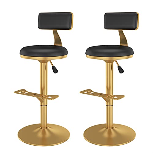 Set mit 2 goldenen Barhockern, mit drehbarem Rücken, verstellbare Höhe, PU-Leder, gepolsterte Sitzfläche für Küche, Café, Lounge – Thekenstuhl von Generisch
