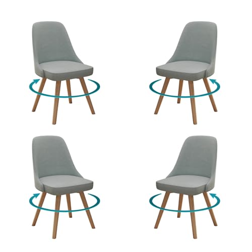 Set mit 2 hellblauen Drehstühlen – modernes gepolstertes Leder mit hoher gewellter Rückenlehne, Massivholzrahmen, unterstützt 136 kg, perfekt für Küche oder Esszimmer von Generisch