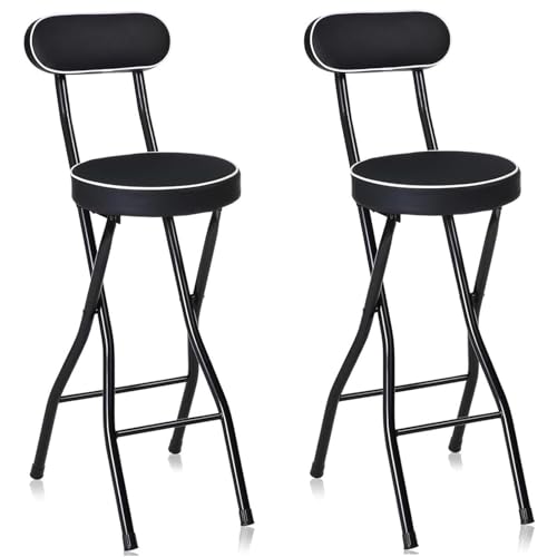 Set mit 2 klappbaren Barhockern, rund, gepolstert, Hochstühle, Thekenhöhe, Küchenhocker mit Rückenlehne und Fußstütze, platzsparend, 55 cm Design von Generisch