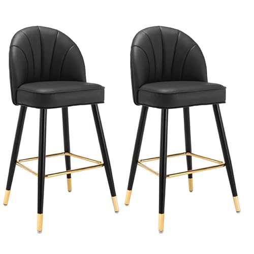 Set mit 2 modernen Barhockern aus PU-Leder mit Metallbeinen, stilvolle Thekenhöhe, Barhocker für Kücheninsel, gepolsterter Hocker mit Rückenlehne, ideal für Esszimmer oder Kneipe, bequeme Set mit 2 modernen Barhockern aus PU-Leder mit Metallbeinen, stilvolle Thekenhöhe, Barhocker für Kücheninsel, gepolsterter Hocker mit Rückenlehne, ideal für Esszimmer oder Kneipe, bequeme von Generisch