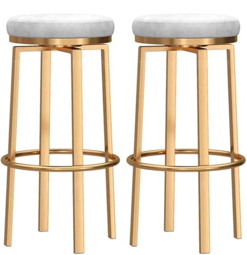 Set mit 2 modernen Barhockern aus Samt mit goldfarbener Fußstütze, stilvolle Hochstühle für die Küchentheke, bequemer Sitz mit Gummimatten, Heimdekor-Akzent von Generisch