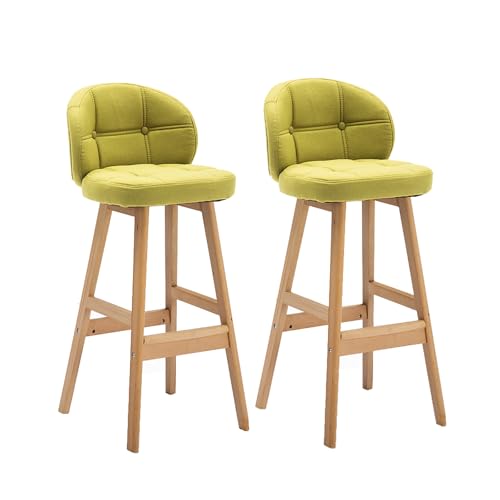 Set mit 2 modernen Barhockern mit hoher Rückenlehne und Kissen, Holzrahmen, grün, gepolstert, perfekt für Küche, Insel, Restaurant, Esszimmer und Empfangsbereiche Set mit 2 modernen Barhockern mit hoher Rückenlehne und Kissen, Holzrahmen, grün, gepolstert, perfekt für Küche, Insel, Restaurant, Esszimmer und Empfangsbereiche von Generisch