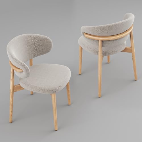 Set mit 2 modernen Esszimmerstühlen aus Massivholz mit gebogener Rückenlehne, ergonomischer gepolsterter Sitz, Beine aus natürlicher Eiche und verstellbaren rutschfesten Fußpolstern – Stilvoller Set mit 2 modernen Esszimmerstühlen aus Massivholz mit gebogener Rückenlehne, ergonomischer gepolsterter Sitz, Beine aus natürlicher Eiche und verstellbaren rutschfesten Fußpolstern – Stilvoller von Generisch
