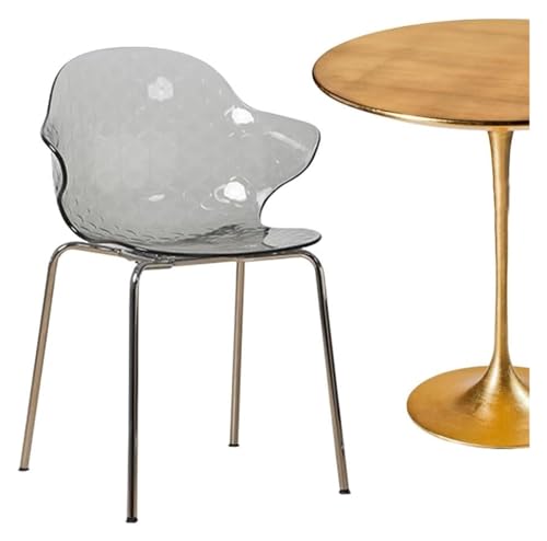 Set mit 2 modernen Esszimmerstühlen mit Acryl-Rückenlehne, transparentes Kristalldesign für Esszimmer und Wohnzimmer, mit verdickten galvanisierten Beinen aus Karbonstahl von Generisch