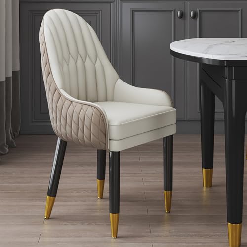 Set mit 2 modernen Kunstleder-Esszimmerstühlen, gepolstert, Akzent-Küchenhocker mit Holzbeinen, für Wohnzimmer, Esszimmer, Empfangsbereich (Khaki und Beige) von Generisch