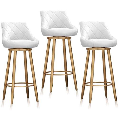Set mit 2 modernen drehbaren Barhockern – hohe Samtstühle mit Rückenlehne für Küche, Insel, Esszimmer oder Kneipe – stilvolle und bequeme Sitzlösung von Generisch