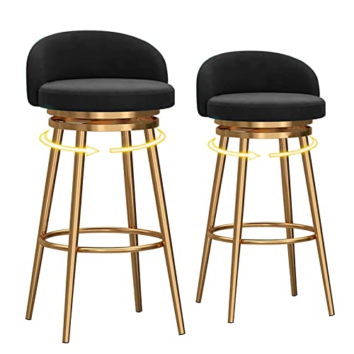 Set mit 2 modernen schwarzen Barhockern mit Rückenlehne – Thekenhöhe Küchenstühle Bequeme Fußstütze Stilvolle Home Bar Sitzgelegenheit Perfekt für Essen und Unterhaltung von Generisch