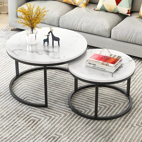 Set mit 2 runden schwarzen Couchtischen – stapelbare Beistelltische mit MDF-Platte und stabilem Metallrahmen für Wohn- und Schlafzimmer-Dekor – moderne Möbellösung Set mit 2 runden schwarzen Couchtischen – stapelbare Beistelltische mit MDF-Platte und stabilem Metallrahmen für Wohn- und Schlafzimmer-Dekor – moderne Möbellösung von Generisch