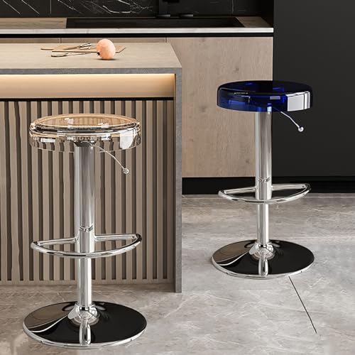 Set mit 2 transparenten Acryl-Barhockern – moderne, verstellbare Thekenhöhe für Kücheninsel oder Esszimmer, hohes armloses Design mit blauen Akzenten Set mit 2 transparenten Acryl-Barhockern – moderne, verstellbare Thekenhöhe für Kücheninsel oder Esszimmer, hohes armloses Design mit blauen Akzenten von Generisch