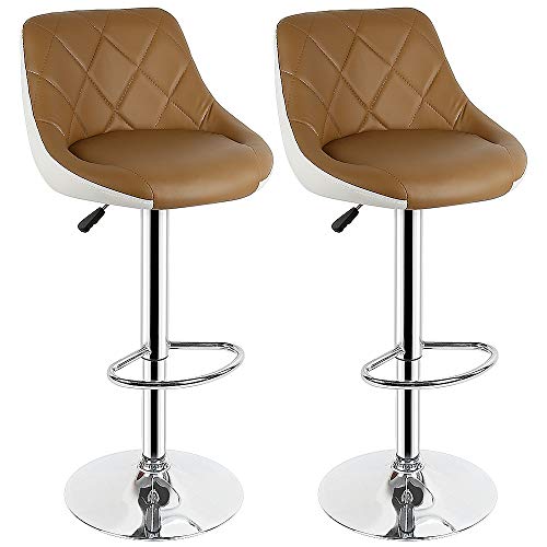 Set mit 2 verstellbaren 360° drehbaren Barhockern, skandinavische PU-Leder-Hochstühle mit Rückenlehne und Fußstütze, Hellbraun, moderne Küchen- und Esszimmermöbel Set mit 2 verstellbaren 360° drehbaren Barhockern, skandinavische PU-Leder-Hochstühle mit Rückenlehne und Fußstütze, Hellbraun, moderne Küchen- und Esszimmermöbel von Generisch