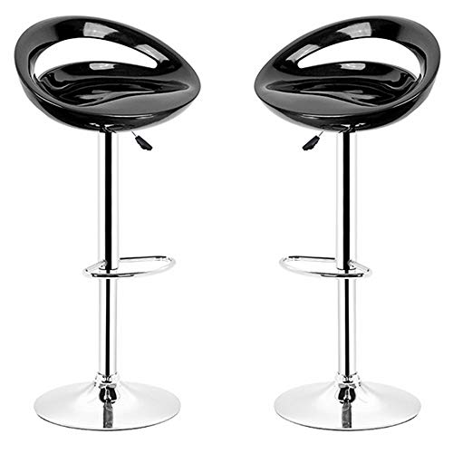 Set mit 2 verstellbaren schwarzen ABS Barhockern, hohe Küchen-Drehstühle, Höhenbereich 55 - 75 cm, perfekt für Terrasse, Bar, Wohnzimmer, Frühstücksbereich von Generisch