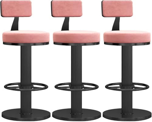 Set mit 3 modernen Barhockern aus Samt – höhenverstellbar – Zuhause Küche Bar Sitzgelegenheit – stilvolles Design in Rose und Schwarz von Generisch