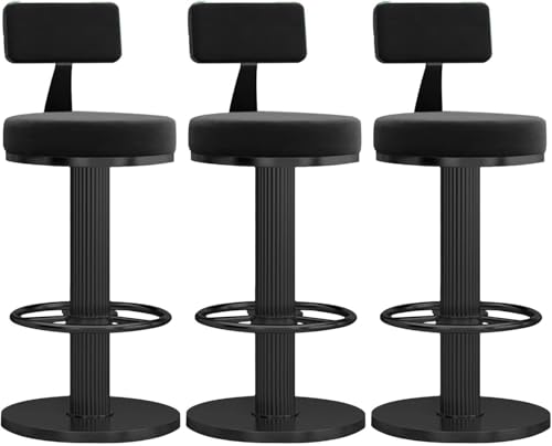 Set mit 3 modernen Barhockern aus Samt – höhenverstellbar – Zuhause Küche & Bar Sitzgelegenheit (schwarz + schwarz) – stilvolles und komfortables Design von Generisch