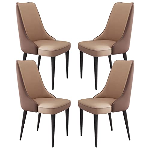 Set mit 4 Küchen-Esszimmerstühlen, Mikrofaser-Leder, mit stabilen Beinen aus Karbonstahl, stilvolle Kaffee- und Khaki-Farben, perfekt für Arbeitszimmer und Lounge von Generisch