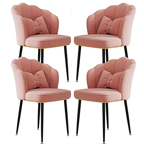 Set mit 4 Samt-Esszimmerstühlen mit Beinen aus Karbonstahl, leichte Luxus-Rückenlehne, Schreibtischstühle für Zuhause, Maniküre, Arbeitszimmer, Schminktisch (Farbe: Bohnenpaste, Größe: schwarze Füße) von Generisch