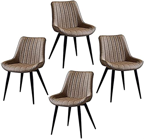 Set mit 4 Stühlen aus Kunstleder mit hoher Rückenlehne, weich gepolsterter Sitzfläche und schwarzen Metallbeinen, ideal für Wohnzimmer, Schlafzimmer, Balkon oder Esszimmer, stilvolle Kamelfarbe von Generisch