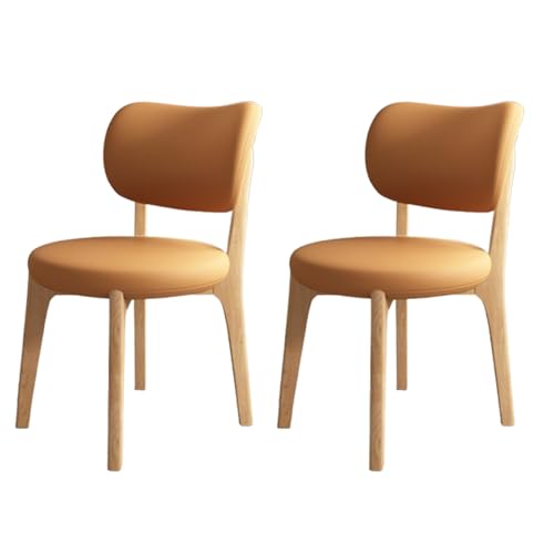 Set mit 4 bequemen Leder-Esszimmerstühlen, armloses Design für Esszimmer, Wohnzimmer, Bar und Schlafzimmer, moderner einfacher Stil mit Holzbeinen und orangefarbenen Akzenten von Generisch