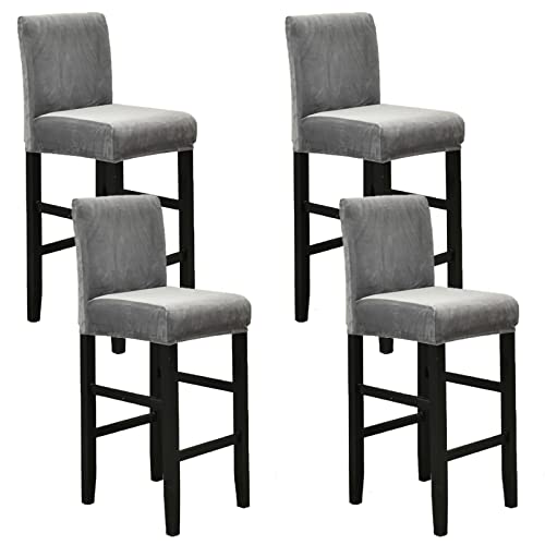 Set mit 4 dehnbaren, weichen hellgrauen Samt-Barhockerbezügen, abnehmbar und verstellbar, für kurze Ess- und Drehstühle, perfekt für Heimdekoration und Schutz. Set mit 4 dehnbaren, weichen hellgrauen Samt-Barhockerbezügen, abnehmbar und verstellbar, für kurze Ess- und Drehstühle, perfekt für Heimdekoration und Schutz. von Generisch
