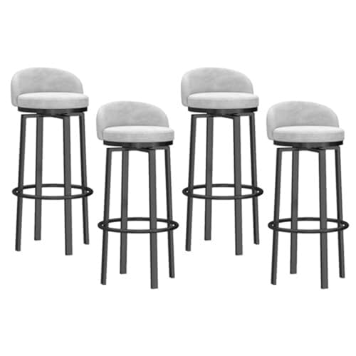 Set mit 4 drehbaren Barhockern aus Samt mit niedriger Rückenlehne, modernes Design, schwarzer Sockel, geeignet für Küche, Zuhause, Bar oder Kneipe, Höhe 65 cm, Sitzhöhe, 4-teiliges Set. von Generisch