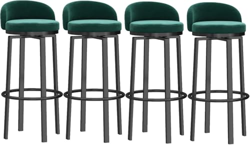 Set mit 4 drehbaren Barhockern mit Rückenlehne, Thekenhöhe, gepolsterte Küchen-/Barstühle für Zuhause, goldene Beine (grüne und schwarze Basisoptionen) von Generisch
