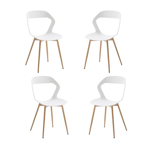 Set mit 4 ergonomischen Esszimmerstühlen oder Bürostühlen mit Metallbeinen, geformte Rückenlehne, stilvoller Polypropylen-Sitz, modernes Weißholz-Design, bequem und langlebig Set mit 4 ergonomischen Esszimmerstühlen oder Bürostühlen mit Metallbeinen, geformte Rückenlehne, stilvoller Polypropylen-Sitz, modernes Weißholz-Design, bequem und langlebig von Generisch