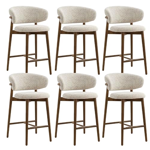 Set mit 4 modernen Barhockern mit hoher Rückenlehne, Leinenpolsterung, perfekt für Kücheninseln und Esstischtheken, stilvolles Design für moderne Wohnkultur von Generisch