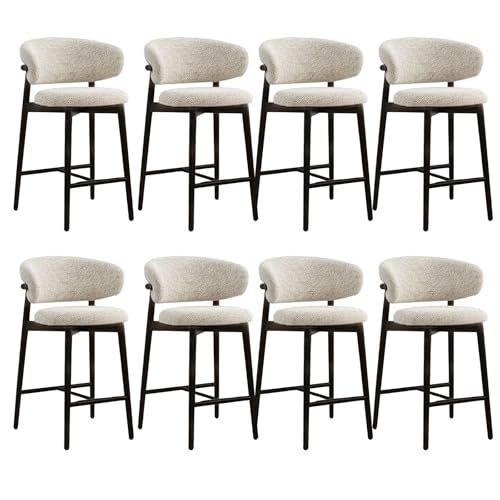 Set mit 4 modernen Barhockern mit hoher Rückenlehne, stilvolle Leinen-Polsterstühle, perfekt für Kücheninseln und Esstischtheken, modernes Design für Heimdekoration von Generisch