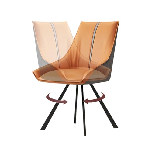 Set mit 4 modernen Drehstühlen mit gewellter Rückenlehne, Kunstleder-Polsterung, hohe Rückenlehne, Anti-Katzenkrallen, Metallrahmen, stilvolle Küchenmöbel, Orange von Generisch