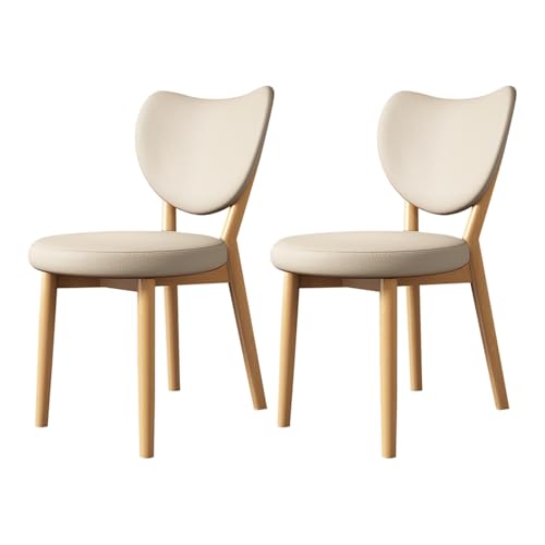 Set mit 4 modernen Esszimmerstühlen, stilvolle, dicke gepolsterte Sitze mit Holzbeinen, bequeme Wohnzimmermöbel, dunkles Walnussholz- und helles Khaki-Design, für Zuhause von Generisch