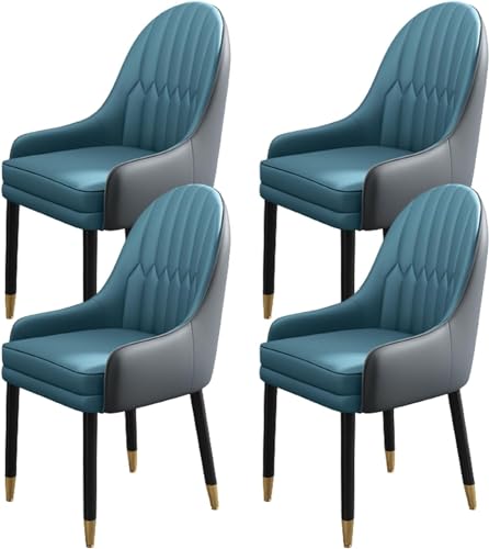 Set mit 4 modernen Esszimmerstühlen aus Mikrofaser-Leder mit ergonomischer Rückenlehne und Metallbeinen, stilvolle gepolsterte Küchenmöbel für Wohnzimmer und Schlafzimmer (Farbe: F) von Generisch