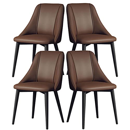 Set mit 4 modernen Esszimmerstühlen mit ergonomischer Rückenlehne und Metallbeinen, Lederstühle, Theke, Lounge, Wohnzimmer, Empfangsstühle in Dunkelbraun von Generisch