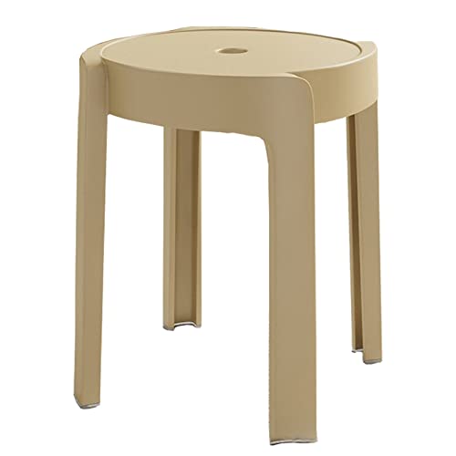 Set mit 4 modernen Kunststoff-Stapelhockern – Whirl-Design, runde Barstühle mit X-Form-Verbindung, rutschfeste Fußpolster, unterstützt 150 kg, ideal für Zuhause, Küche und Büro (Khaki) von Generisch