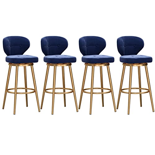 Set mit 4 modernen Samt-Drehbarhockern mit Rückenlehne für Zuhause, Küche, Insel und Esszimmer, Thekenhöhe, Barhocker-Set von Generisch