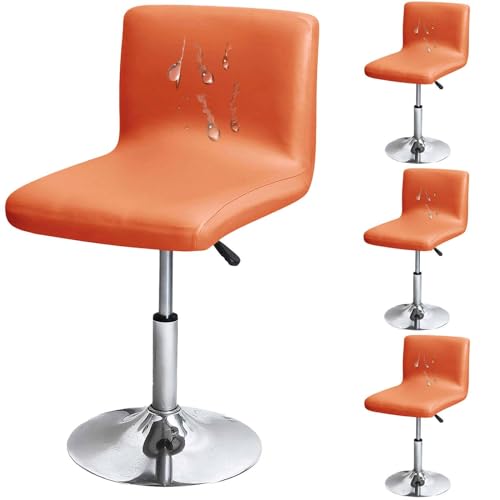 Set mit 4 orangefarbenen Kunstleder-Barhocker-Bezügen, langlebig und abnehmbar, mit Rückenlehne, drehbares Design, für Restaurant, Café Set mit 4 orangefarbenen Kunstleder-Barhocker-Bezügen, langlebig und abnehmbar, mit Rückenlehne, drehbares Design, für Restaurant, Café von Generisch