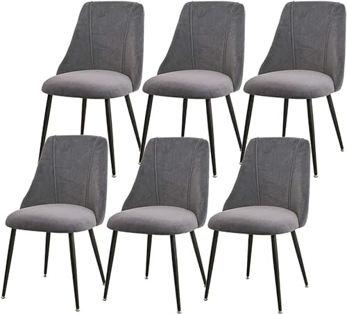 Set mit 6 Esszimmerstühlen, Flanell-Rückenlehne, gepolsterter Sitz und schwarzen Metallbeinen, leichte, luxuriöse nordische Esszimmerstühle (Farbe: Grün) von Generisch